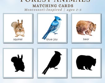 Forest Animals Matching Cards | Montessori Toddler Learning Ages 2-5