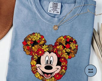 Comfort Colors Floral Mickey Head Shirt, Disney Epcot Flower And Garden Festival Shirt, Blooming Around The World Shirt, Disney Womens Shirt