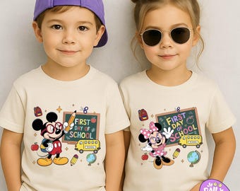 Disney First Day of School Shirt, Mickey and Minnie Back to School Tee, Kids Disney School Shirt, First Day School Outfit