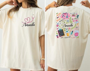 Personalized Name Nurse Shirt, Custom Nurse Gift, Custom Stethoscope Shirt, Nursing School Shirt, Nurse Student Gift, Nursing Shirt