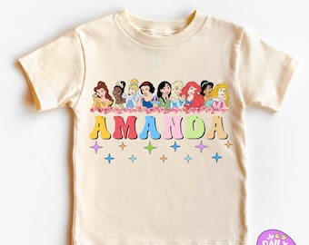 Personalized Disney Princess Name Shirt, Custom Name Princess Birthday Shirt, Girls Disney Princess Tee