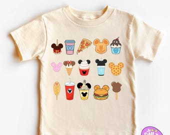 Disney Snacks Shirt, Mickey Treats Food Icons Tee, Disney Park Snacks Graphic Shirt, Cute Disney Food Shirt for Kids, Theme Park Outfit Tee
