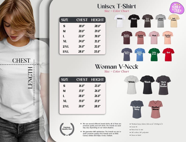 The image is a collage of various t-shirt designs and sizes, including a woman wearing a white t-shirt and a woman wearing a black t-shirt. The collage provides a size and color chart for different t-shirt styles, including a white t-shirt, a black t-shirt, and a gray t-shirt. The image also includes a woman wearing a white t-shirt and a woman wearing a black t-shirt, as well as a woman wearing a gray t-shirt and a woman wearing a black t-shirt.