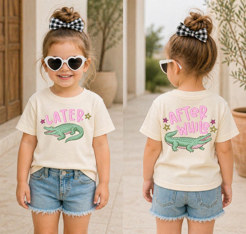 Camiseta de cocodrilo "Hasta luego", Camiseta para niños "Último día de clases", Camiseta de cocodrilo "Después de un tiempo", Camiseta para niños pequeños "Vacaciones de verano", Camiseta "Hola verano" imagen 1