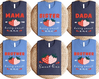 Berry Sweet One Birthday Shirt, First Family Birthday Shirts, Strawberry 1st Birthday Shirt, Mommy and Me Berry Family Shirt, Berry Birthday