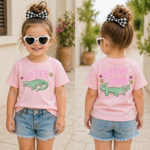 Camiseta de cocodrilo "Hasta luego", Camiseta para niños "Último día de clases", Camiseta de cocodrilo "Después de un tiempo", Camiseta para niños pequeños "Vacaciones de verano", Camiseta "Hola verano" imagen 3