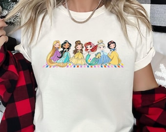 Disney Watercolor Princess Shirt, Vintage Disney Princess Shirt, Retro Disney Besties Shirt, Princess Birthday Shirt, Disneyland Trip Gift