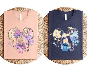 Mickey Ear Stitch and Minnie Bow Angel Couple Shirt, Disney Stitch & Angel Matching Tee, Disney Trip Family Matching Shirt, Disney Couple