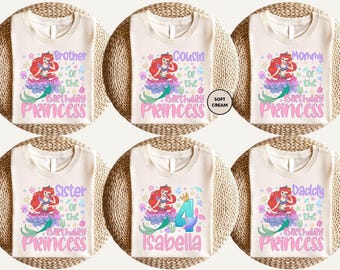 Disney Princess Ariel Birthday Shirt, Little Mermaid Birthday Girl Shirt, Custom Birthday Party Family Shirt, Disney Birthday Trip Shirts