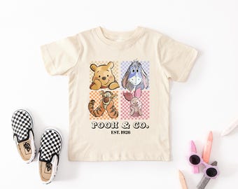 Retro Checkered Winnie The Pooh Shirt, Vintage Pooh And Co Est 1926 T-Shirt, Pooh And Friends Kids Shirt, Disneyland Family Tee, Disney Gift