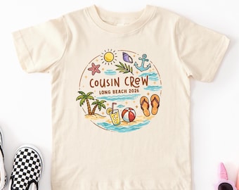 Personalized Cousin Crew Beach Shirt, Matching Family Vacation Tee, Custom Cousin Beach Trip Shirt, Kids Adult Baby Summer Outfit Gift