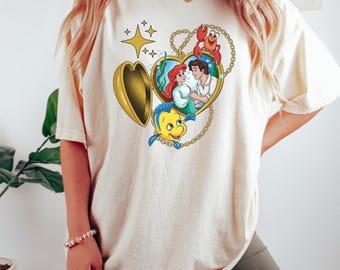 Comfort Colors The Little Mermaid Princess Ariel And Eric Shirt, Disney Couple Matching Shirt, Disneyland Trip Shirt, Princess Shirt