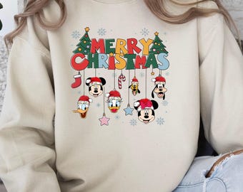 Disney Merry Christmas Sweatshirt, Mickey's Christmas Party Sweater, Mickey And Friends Christmas Crewneck, Christmas Family Sweatshirt