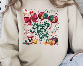 Sweater letterlijk gewoon een meisje, Disney kersttrui, Minnie Mouse kersttrui, Disney vakantiesweater, peperkoektrui