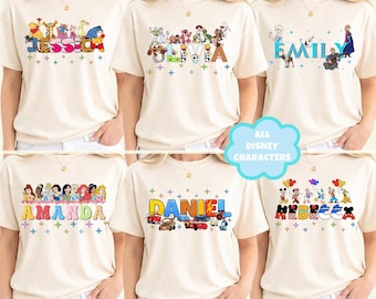 All Disney Character Custom Name Shirt, Personalized Disney Name Sweatshirt, Custom Disney Character Name Comfort Colors