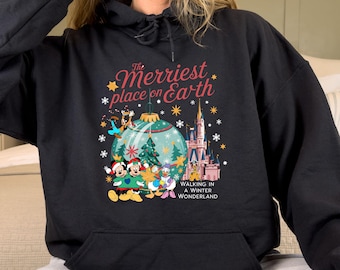 De vrolijkste plek op aarde hoodie, Disneyland kersttrui, Disney wintervakantie hoodie, Merry Christmas hoodie, Disney kerstshirt