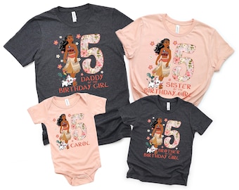 Aangepaste Disney prinses Moana verjaardag familieshirt, verjaardag meisje shirt, shirt verjaardagsfeestje, verjaardagscadeau, Moana verjaardag trip shirt