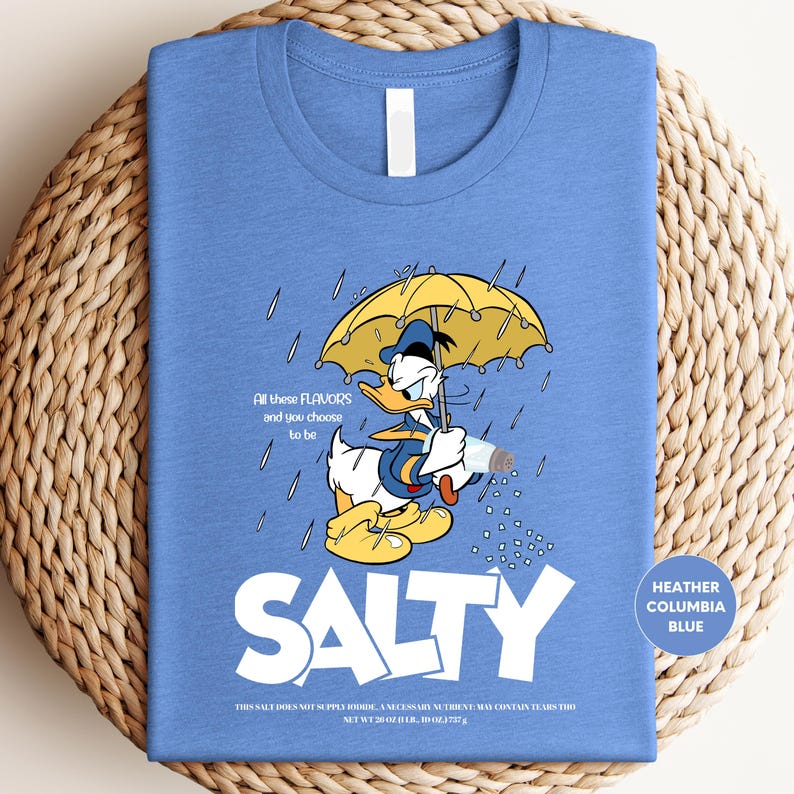 Salty Girl Shirt, Disney Donald Duck Salty Shirt, Womens Vintage T-Shirt, Rainy Shirt, Donald Duck Umbrella Shirt, Salty Shirt, Disney Tee imagem 3