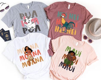 Disney Moana Hei Hei Pua Maui Matching Shirt, Princess Moana Shirt, Disney Family Trip Shirt, Disney Moana Movie Characters Shirt