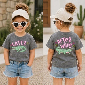 Camiseta de cocodrilo "Hasta luego", Camiseta para niños "Último día de clases", Camiseta de cocodrilo "Después de un tiempo", Camiseta para niños pequeños "Vacaciones de verano", Camiseta "Hola verano" imagen 2