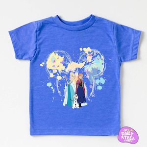 Frozen Disney Birthday Shirt for Girls, Elsa Anna Olaf Mickey Ears Shirt, Personalized Disney Princess Birthday Outfit, Custom Name Kids image 2