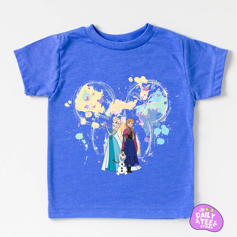 Frozen Disney Birthday Shirt for Girls, Elsa Anna Olaf Mickey Ears Shirt, Personalized Disney Princess Birthday Outfit, Custom Name Kids image 2