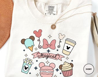 Comfort Colors Disney Magical Coquette Bow Shirt, Disney Magical Pastel Park Snacks Shirt, Disneyland Magic Shirt, Magic Kingdom Shirt