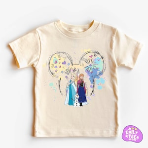Frozen Disney Birthday Shirt for Girls, Elsa Anna Olaf Mickey Ears Shirt, Personalized Disney Princess Birthday Outfit, Custom Name Kids image 1