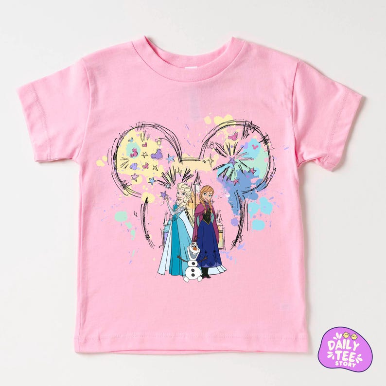 Frozen Disney Birthday Shirt for Girls, Elsa Anna Olaf Mickey Ears Shirt, Personalized Disney Princess Birthday Outfit, Custom Name Kids image 4
