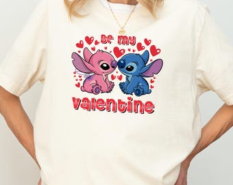 Disney Stitch Angel Be My Valentine shirt, Disney Valentine paar shirt, Disneyland huwelijksreis shirt, Disney Love Tee, leuk stel romantiek