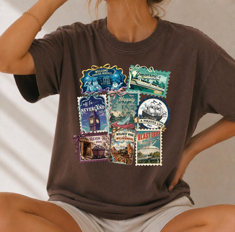Vintage Disneyworld Stamp Shirt, Retro Disneyland Trip Tee, Disney Vacation Shirt, Disney Theme Park Shirt, Disney Family Gift, WDW Shirt image 3