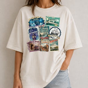 Vintage Disneyworld Stamp Shirt, Retro Disneyland Trip Tee, Disney Vacation Shirt, Disney Theme Park Shirt, Disney Family Gift, WDW Shirt image 1