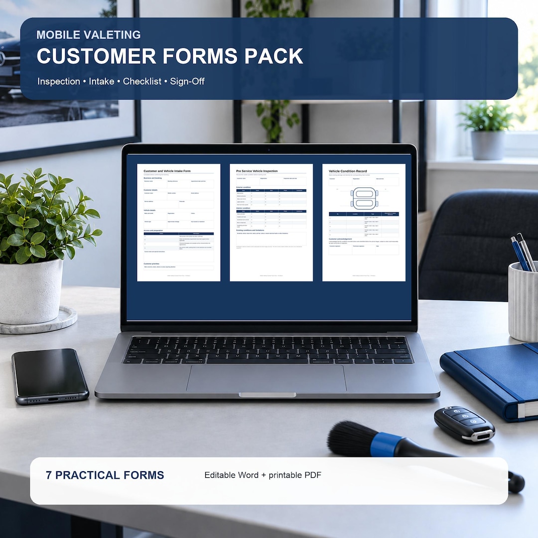 Backpack Temptale Mobile Valeting Forms Pack: Vehicle Inspection, Intake, Checklist and ...