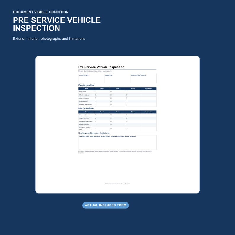 Backpack Temptale Mobile Valeting Forms Pack: Vehicle Inspection, Intake, Checklist and ...