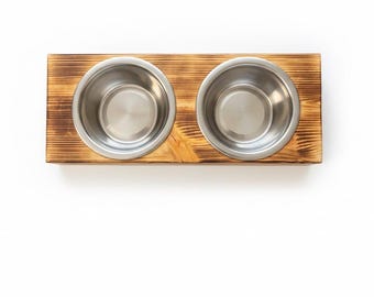 Handmade Wooden Elevated Pet Feeder – Rustic Raised Dog & Cat Bowl Stand