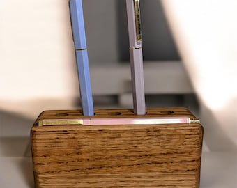 Porte-Crayons En Bois - Présentoir Stylos Bureau - 23x3x2 Cm - Organisateur Papeterie - 7