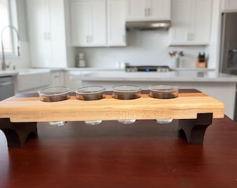 Handcrafted Wooden Shot Flight Tray – 4-Glass Tasting Board