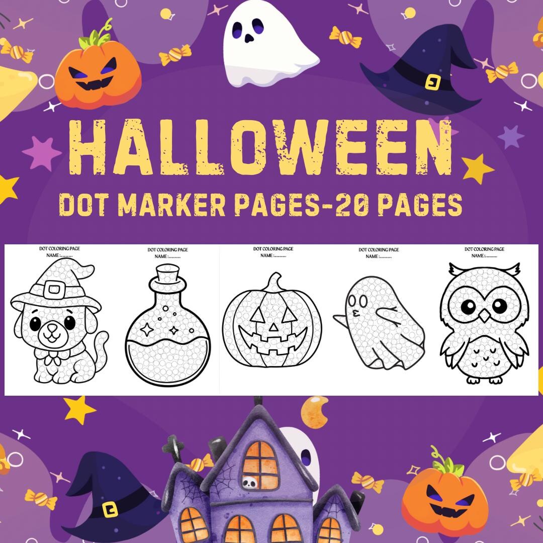 Halloween Dot Marker Pages – 20 Fun Printable Activity Sheets for Kids ...