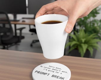 Grappige technische onderzetter | Prompt Break keramische onderzetter voor ontwikkelaars, programmeurs en AI-liefhebbers | Geek Office-cadeau