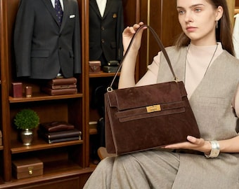 Bolso tote de piel de ante para mujer • Bolso de hombro de piel de vaca de gran capacidad