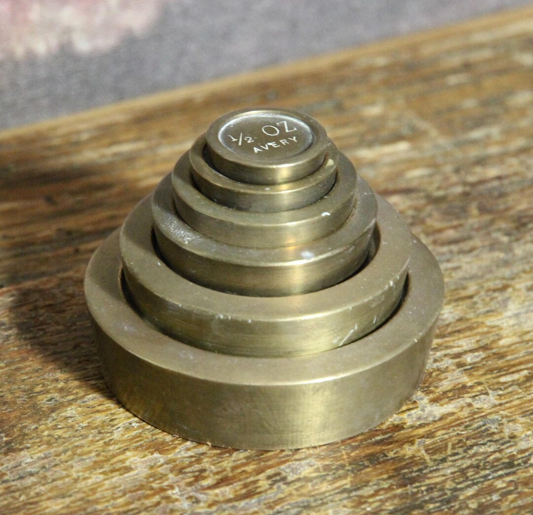 Set of 6 Stackable Vintage AVERY Brass Apothecary Weights From 1/2 ...