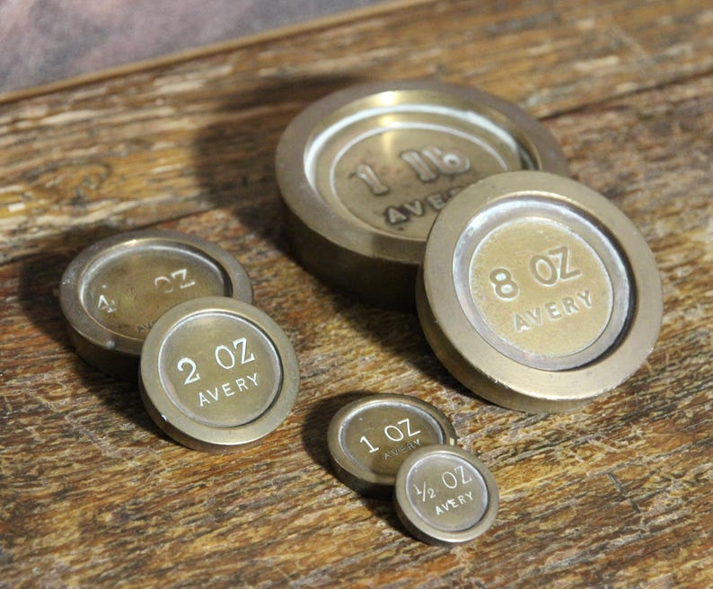 Set of 6 Stackable Vintage AVERY Brass Apothecary Weights From 1/2 ...