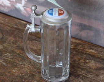 Vintage German glass and pewter commemorative 1/2 litre beer stein made by Rastal
