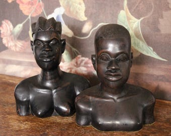 素晴らしいアフリカの木製胸像 7 体セット - すべて状態良好 - ギフト