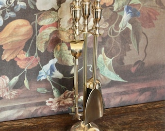 Vintage koperen haardset / gereedschapsset voor boerderijhaarden