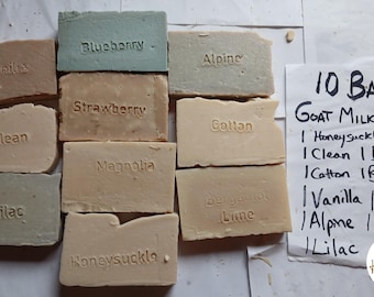 10 Bars Goat Milk Soap Mixed Bundle Assortment Great Gift Idea Cheap Homemade in the USA