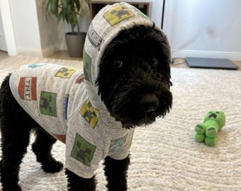 Handmade Minecraft Dog Hoodie, Puppy Sweatshirt, Pet Clothes, Dog Lover Gift, Funny Tshirt