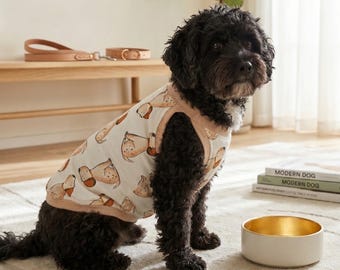 Handmade Funny Dog Tshirt, Bread Print Puppy Shirt, Cotton Tank Top, Dog Lover Gift