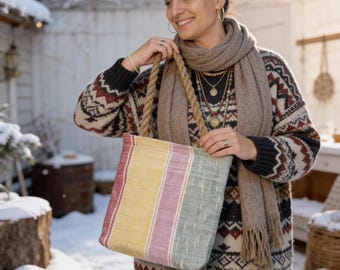 Crochet Shoulder Bag | Handmade Colorful Boho Gift