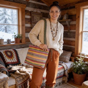 Crochet Tote Bag | Handmade Colorful Boho Shoulder Bag